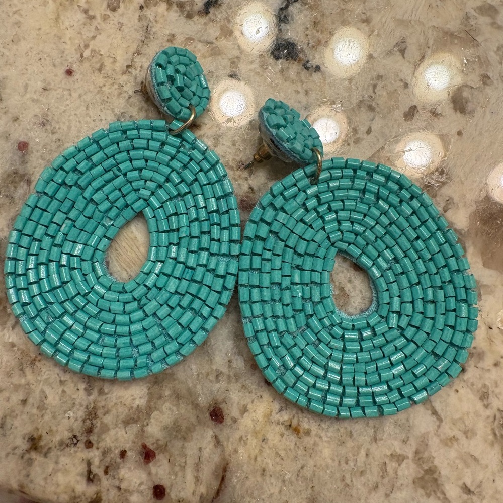 Turquoise Beaded Statement Earrings